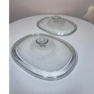 SET of TWO Vintage Corningware Pyrex Replacement Lids DC1.5 and F12C